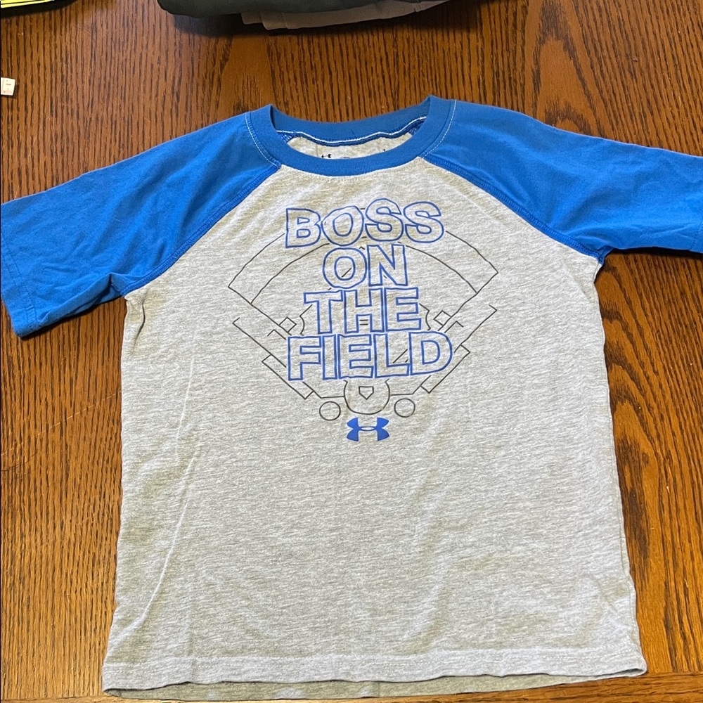 Under Armour Kids Gray and Blue Boss Tee